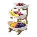 Produktbild Yadass Obst Etagere 3 Etagen, Keramik Obstkorb mit Holz Ständer, Großer Obstteller für Tischdekoration Obstkorb, Für Obst, Brot, Snacks- (Weiß)