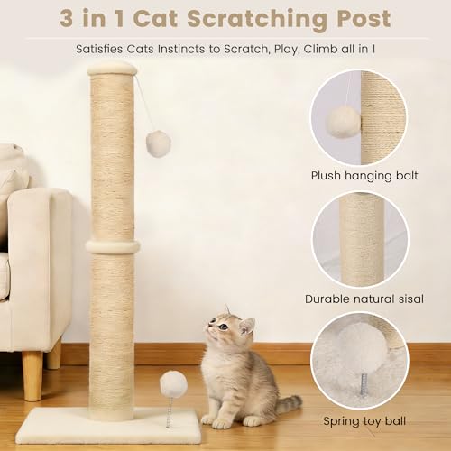 Rascador para Gatos Pequeño 22" en Sisal Beige miniatura 3