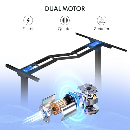 FLEXISPOT 63 inch L-Shaped Standing Desk, Electric Height Adjustable Desk, Sit Stand Large Corner Desk, Memory Preset Controller, Modern Design, Black Frame + Mahogany Top
