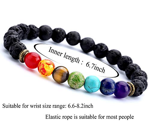 Doitory ZJSZ001-SET 5 Men Women 8Mm Lava Rock 7 Chakra Beads Chakra Bracelet Braided Rope Natural Stone Yoga Bracelet Bangle thumb #3