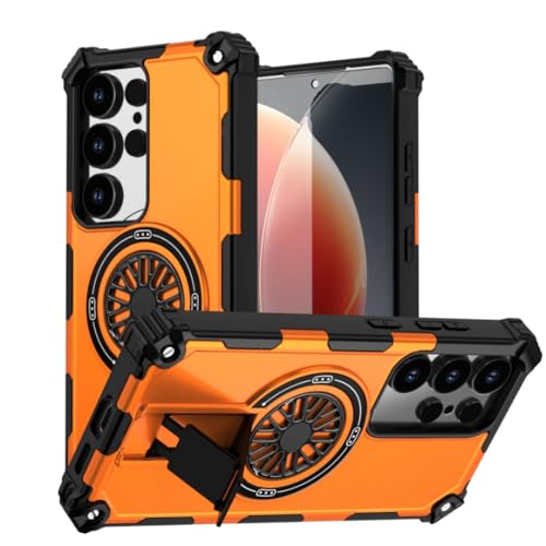 Coque Galaxy S25 rigide magnétique avec finition orange premium