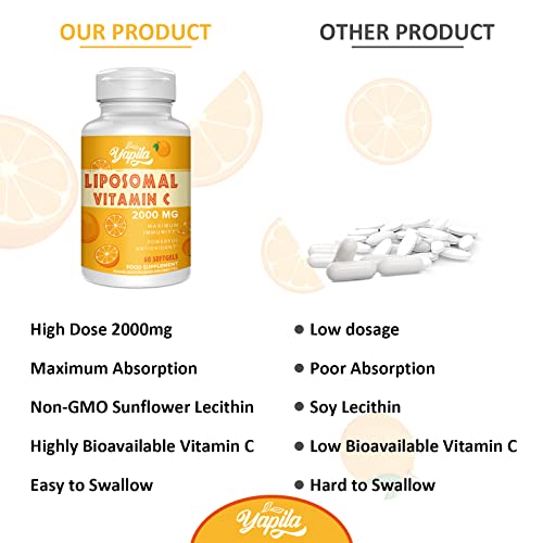 Liposomal Vitamin C Capsules 2000mg, Maximum Absorption, High dose VIT C, Ascorbic Acid, Antioxidant Supplement, Soy-Free, Non-GMO - Image 4