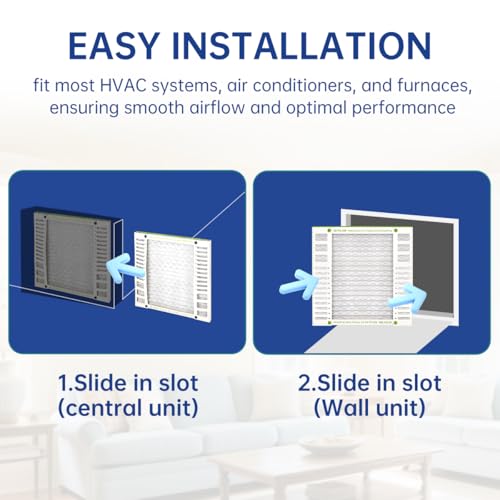 Image of 20X20X2 Air Filter AC Furnace MERV 13 Comparable with MPR 1900 FPR 10 HVAC Air Condition cabin Vent Fan Electrostatic Pleated Actual Size 19.75 x 29.5 x 1.75 6 Packs