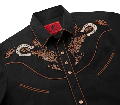 Men's Western Cowboy Shirt Embroidered Exquisite Long Sleeve Regular Fit Casual Snap Button Down Shirts3
