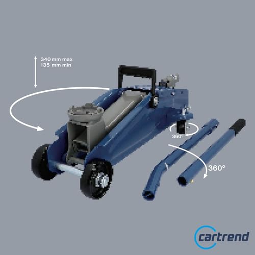 cartrend Hydraulischer Rangierwagenheber, Tragkraft bis 2t, 135-342 mm, Rangierheber für Auto und...
