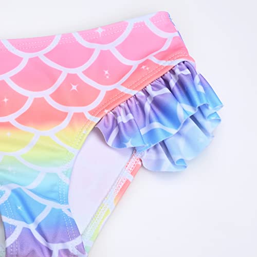One Shoulder Swimsuits For Little Girls Rainbow Mermaid Bathing Suits Beach Swimwear,4T 5T #TOP4