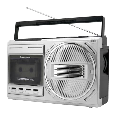 Soundmaster RR20SI Retro Radiokassettenrekorder mit Bluetooth & USB-MP3 Wiedergabe – Vintage Design, UKW/MW/KW Radio, Aufnahmefunktion & kräftiger 3W RMS Sound