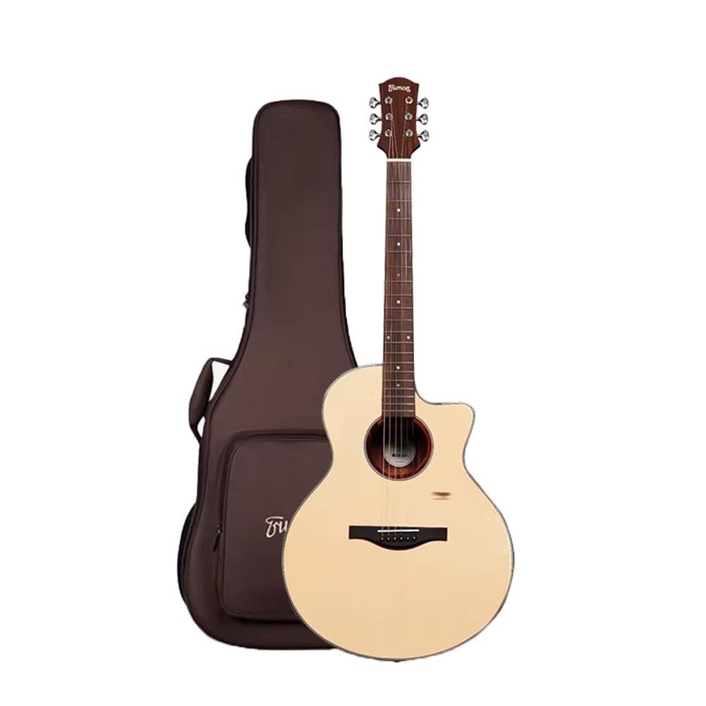 Guitarra Acústica De 41 Pulgadas, Guitarra De 6 Cuerdas Tapa De Abeto, Cejuela De Hueso Para Principiantes, Intermedios, Adultos Y Adolescentes(Natural wood color)