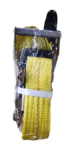 Zeluga Zl183 2In. X 27Ft. Heavy Duty 10,000 Lbs Capacity Ratchet Tie Down With Flat Hook, Yellow #TOP1