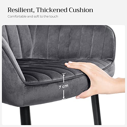 SONGMICS eetkamerstoel set van 2, fauteuil, gestoffeerde stoel met armleuningen, metalen poten, fluwelen bekleding… - Image 5