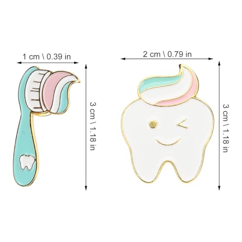 Image of Abaodam Tooth Pin Enamel Brooch Set 12 Pieces Cute Dental Badge Pins for Backpacks Clothes Jackets Cartoon Toothbrush Design Accessories for Students Dental Professionals