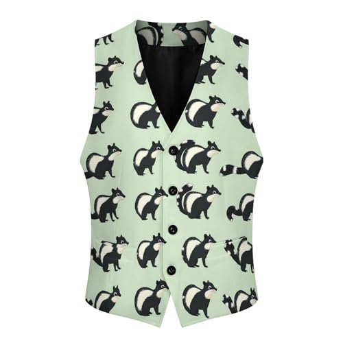 Skunk Men's Suit Vests Business Formal Dress Vest V-Neck Waistcoat for Wedding Casual4