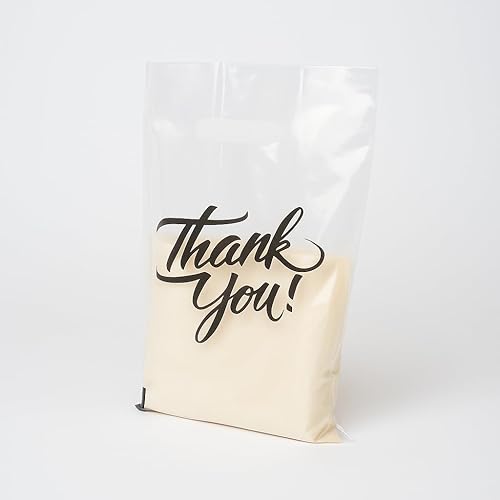 Miniatura 8 de Infinite Pack Bolsas de mercancía con texto en inglés "Thank You", asas troqueladas, bolsas de compras al por menor para boutique, bolsas de regalo,