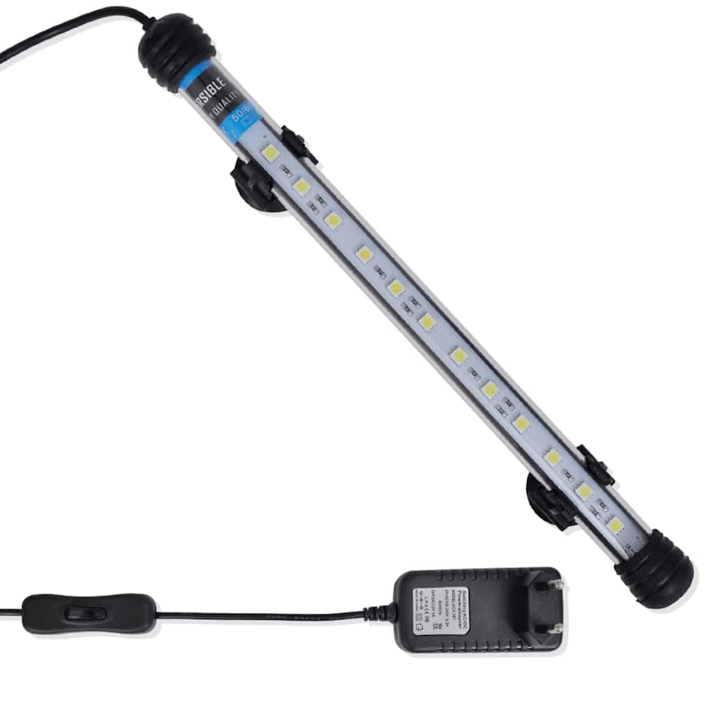 LED Aquarium Lampe 28 cm, kaltweißes Licht für Becken und Terrarium, 12 LEDs, 2,6 W, IP67 wasserdicht, 163 cm Kabel, für Süßwasser, Meerwasser, Aquascape