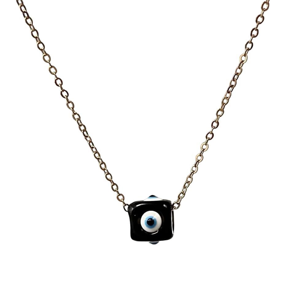 VIE Evil Eye Pendant, Cube, Black