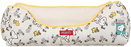 Peanuts for Pets Snoopy & Woodstock Cuddler Dog Bed in Beige | Elevated Dog Bed With Raised Rim | Plush and Comfortable Machine Washable Dog Bed for All Dogs, 24" x 19" x 8"