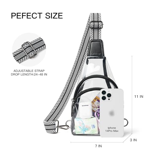 Image of LATMAP Clear Bag for Stadium Events 12x6x12 Clear Purse with 3-Zipper Pockets Crossbody Handbag Tote for Concerts Sports