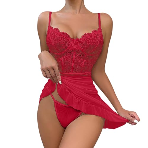 Générique Tenue Sexy Femme Érotique Hot Deguisement Mere Noel Robe Costume Nuisette Lingerie Coquine Vetement Ouverte Très Body Corset Rouge Chaude Chemise...