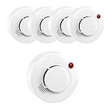 X-Sense Humo del Detector Alarma 10 aos la Batera Ampliada Vida Inicio de Incendios con Sensor Fotoelctrico; Restablecimiento Automtico, Fcil Instalacin, SD10M, 5 Unidades