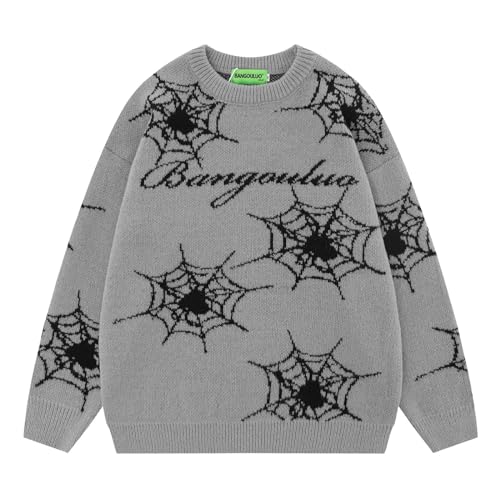 Pull tricoté homme spider au motif jacquard relief et coupe ample XL