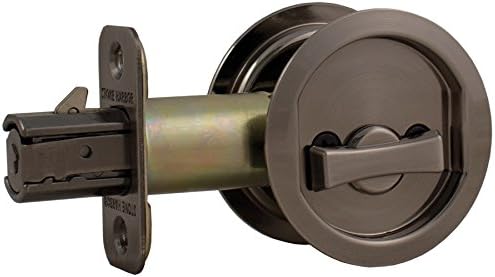 Miniatura 3 de Stone Harbor Hardware Cerradura de puerta de bolsillo redondo, función de privacidad, fondo de 2-34", níquel antiguo