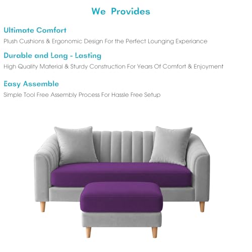 Image of Doraldo 2 Seater Sofa Set with Ottoman for Living Room (Purple Grey) Premium Fabric Sofa