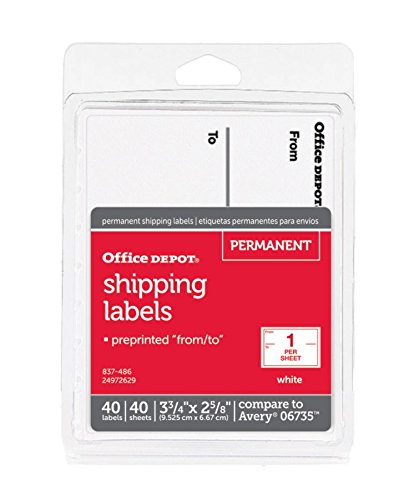 Office Depot Brand White to/from Shipping Label Pad, OD98806, 3 3/4in x 2 5/8in, Pack of 40