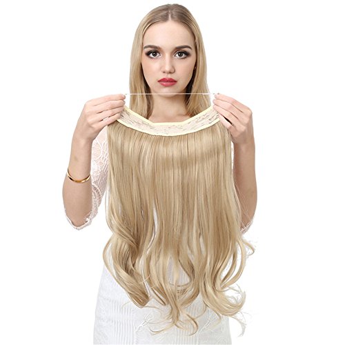 Extensions cheveux humains halo vagues naturelles Remeehi fil caché bicolore