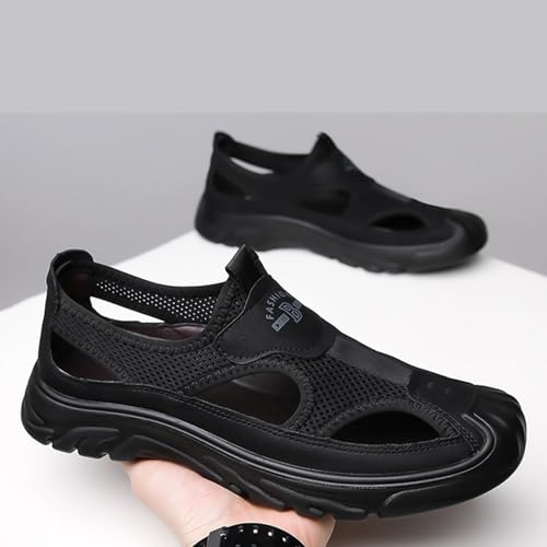 Men'S Casual Closed-Toe Hollow Out Beach Sandals,Breathable Mesh Slip-On Hiking Wading Sandals,For Outdoor Athletic Summer Lightweight Walking Shoes2