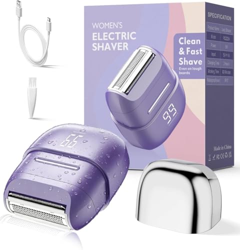 UNIMIKO Electric Razors for Women Waterproof Wet Dry Mini Electric Shaver for Women - Cordless Rechargeable Foil Shaver for Hair Removal Legs Face Body Bikini Sensitive Skin Teens (Purple)