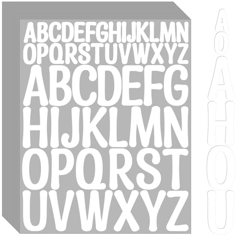 Bemeol 30 hojas de calcomanías de letras autoadhesivas de vinilo para letras del alfabeto mayúsculas, letras para tablones de anuncios, aula, hogar, decoración de negocios (blanco, 1 pulgada, 2