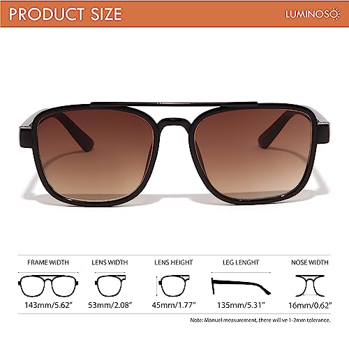 Luminoso Eyewear - Retro Angular Sunglasses - Polycarbon Trendy Brown Lens Eyewear - UV400 Protection Black Frame Sunglasses for Men & Women - Image 4