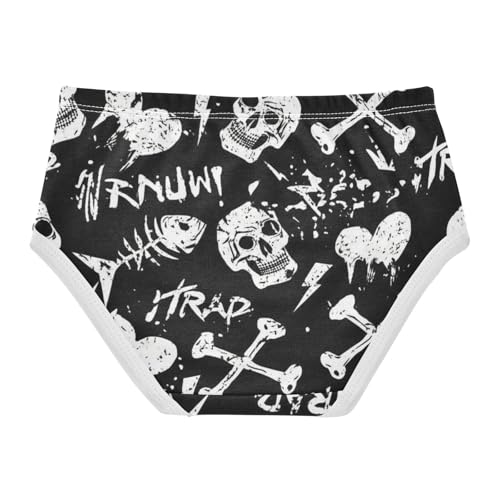Cotton Toddler Underwear Floral Black White Grunge Skulls Little Girl Panties Pattern Kids Briefs Undies 2t2