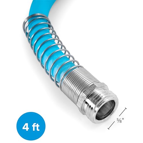 Image of Camco EVOFlex 4-Ft RV Drinking Water Hose - Features Extra Flexible Design w /Stainless Steel Strain Relief Ends - Lead-Free, BPA-Free and Phthalate-Free - 5 /8 inch ID (22590)