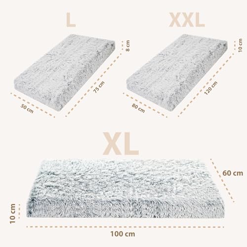 Amazinggirl Hundebett für kleine mittelgroße und Grosse Hunde 100 x 60 cm - Hundekissen Hundebetten Hundesofa Dog Bed Hundematratze Hundekorb oder Wolkenbett flauschig und waschbar Hellgrau