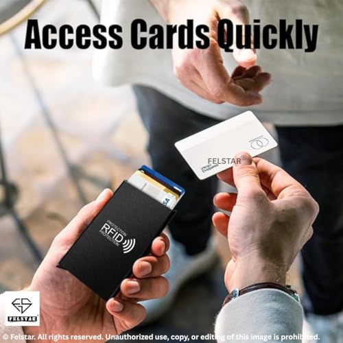 Image of FELSTAR Customized /Personalized Name Engraved Card Holder RFID Blocking Aluminum Pop Up Smart 6-7 Credit /Debit ATM Wallet for Men's and Women's Corporate Gift for Employees (RFID Blocking Print)