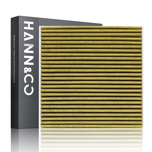 HANN&CO 超長寿命4層HEPA活性炭キャビンエアフィルター。トヨタ、レクサス、ランドローバー、ジャガー、スバル交換用CF10285、CP285(HCC1011-Y)用のシルバーコーティングファイバープライマリフィルター素材。