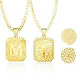 ketryep Collares con inicial de oro para mujeres y hombres, chapado en oro de 18 quilates con dije de letra A-Z con cadena fígaro/cuerda/cubana, collar de letra de cruz para Navidad, cumpleaños