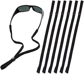 SHINKODA Black Glasses Strap, Sports Sunglasses & Eyeglasses Holder Straps for Men Women, Eye Glasses String Holder, Glasses Neck Lanyard Cord, Adjustable Rope Eyewear Retainer, Pack of 6