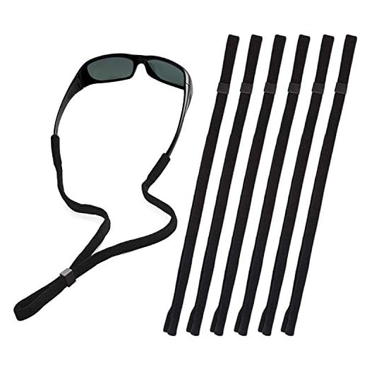 SHINKODA Black Glasses Strap, Sports Sunglasses & Eyeglasses Holder Straps for Men Women, Eye Glasses String Holder, Glasses Neck Lanyard Cord, Adjustable Rope Eyewear Retainer, Pack of 6