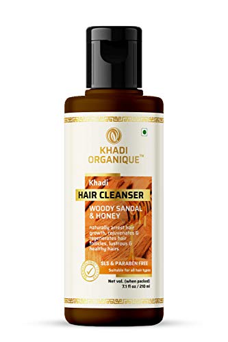 Image of Khadi Organique Woody Sandal & Honey Hair Cleanser Shampoo | SLS & Paraben Free Herbal Shampoo | Nourishing, Strenghten, Anti-Dandruff & Hair Fall Control | For Daily Use - 210 ml (Pack of 1)