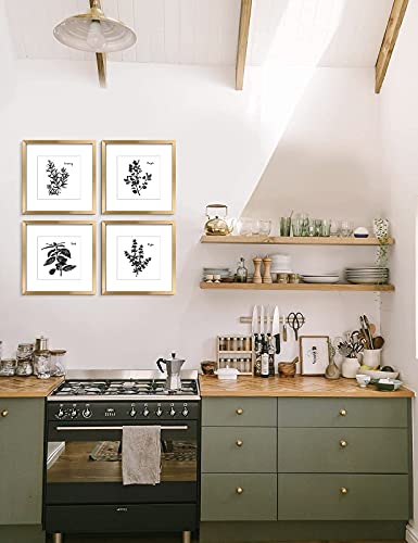 Artbyhannah 4 Pack 12X12 Gold Square Picture Frame Set Display Pictures 8X8 With Mat Or 12X12 Without Mat- With Original Spices Photo Artwork For Wall Or Home Decoration #TOP4