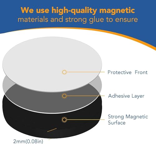DIYMAG Round Magnets with Adhesive Backing for Crafts - 110 PCs Flexible Self Adhesive Magnetic Tape - Flexible Magnet Sheets with Adhesive for Crafts,Easy Peel and Stick - Thumbnail 3