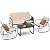 YITAHOME 4 Piece Patio Furniture Set, Small Backyard Bistro Rocking Chairs, Loveseat and Glass Table, Textilene Outdoor Conversation Set for Lawn, Garden, Balcony, Poolside (Brown)