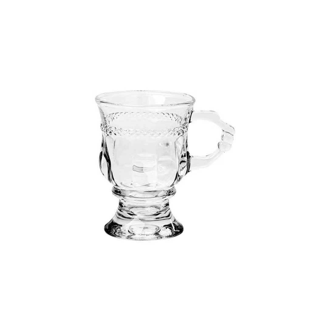 BLMAGS Thick Retro embossed glass cup tall beer mug espresso coffee glasses with handle tea juice cup reusable glassware 140ml Practical
