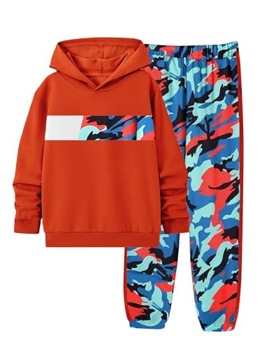 Image of Boys Clothes Boy Outfits 2-Piece Long Sleeve Hoodie and Camouflage Pants Boys Fall Winter Clothes for 6-16 Years