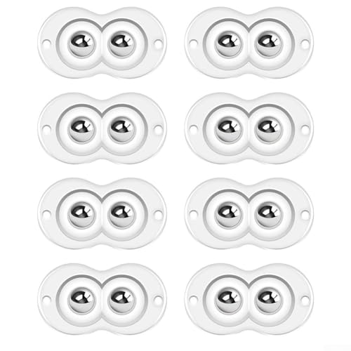 Jotekonoby Mini Caster Wheels 8pcs 16pcs Set, Self Adhesive Furniture Rollers with 360° Rotating Stainless Steel Double Bead Ball Bearings, Smooth and Quiet ABS Casters(8pcs white)