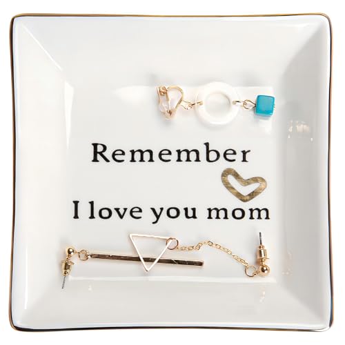 HOME SMILE Ceramic Ring Dish Jewelry Tray-Mom Gifts, Remember I Love You Mom - Mother's Day Birthday Gifts for Mom by HOME SMILE - Used condition - US$10.20