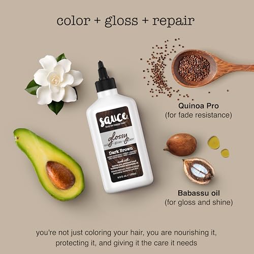 Sauce Beauty Glossy Color + Gloss + Repair Tinte Castaño Oscuro miniatura 3
