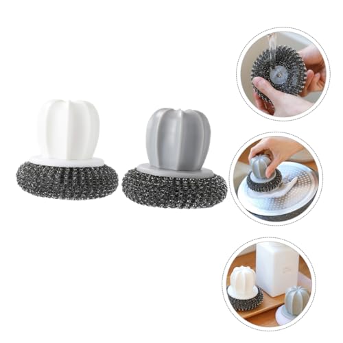 GRIRIW Non-slip Kitchen Cleaning Brush Set 2pcs Wire Ball Brush Lightweight for Cookware Kitchenware Random